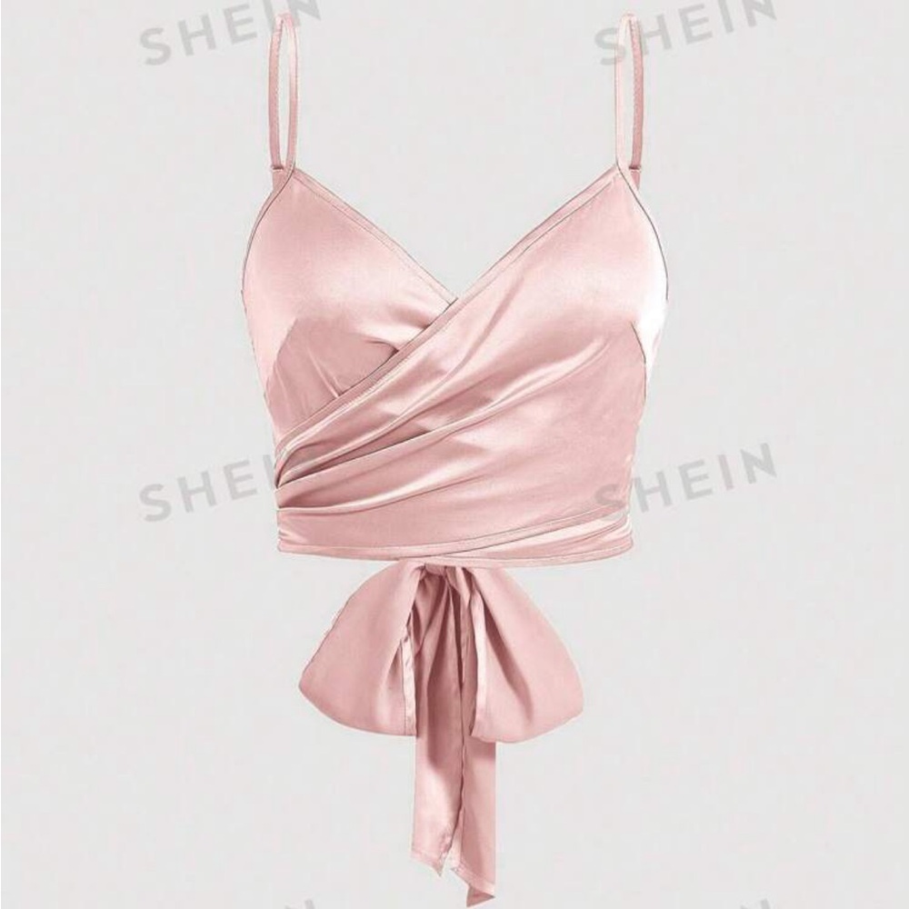 SHEIN MOD Solid Wrap Tie Back Cami Top